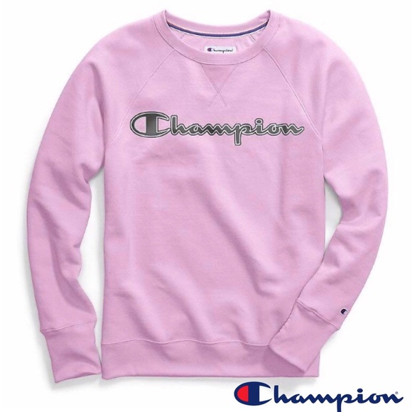 Champion Applique Boyfriend Crew Top Orchid Pink - Picture 2 of 6